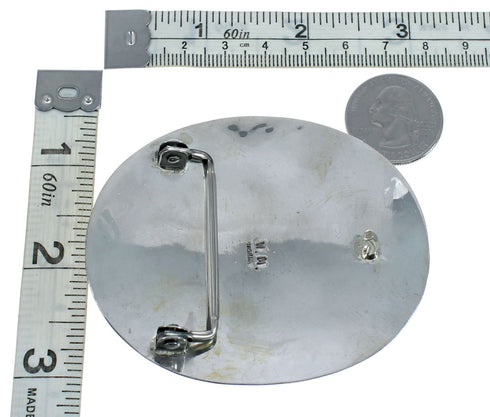 Native American Navajo Sterling Silver Turquoise Belt Buckle NX11788